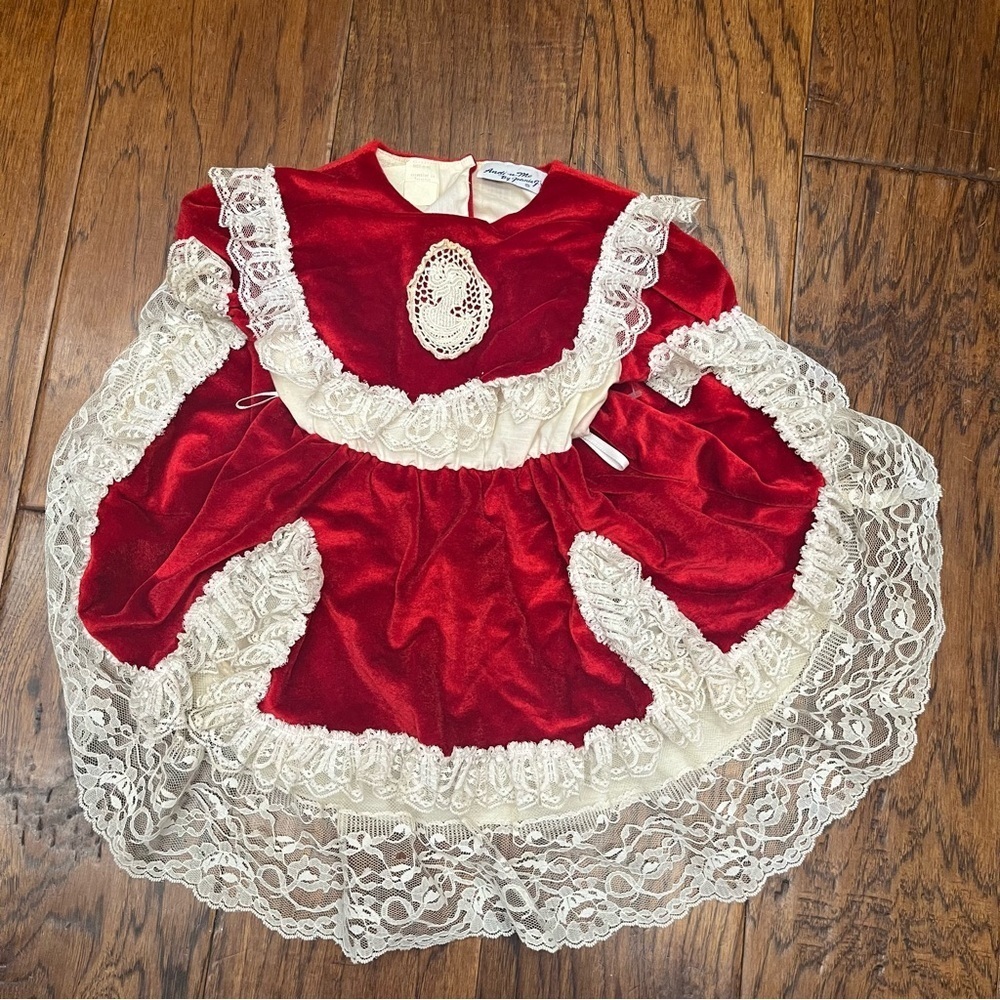 Andi-n-me little girls vintage lace and velvet holiday dress